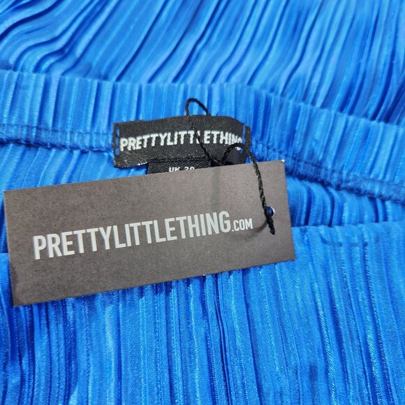 PrettyLittleThing Plus Blue High Waisted Plisse Maxi Skirt UK Size 20 US 16 - Picture 7 of 14